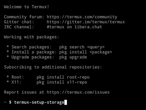 termux setup storage command not found