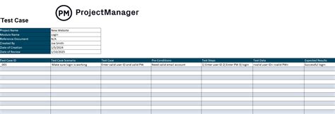 test case document template excel download