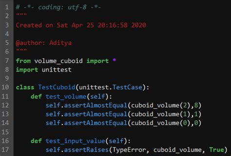 test cases for python code