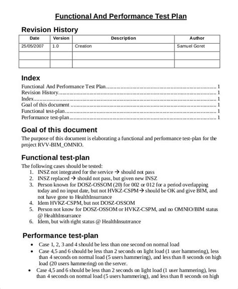 test procedure document template