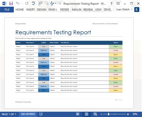 test requirements document example