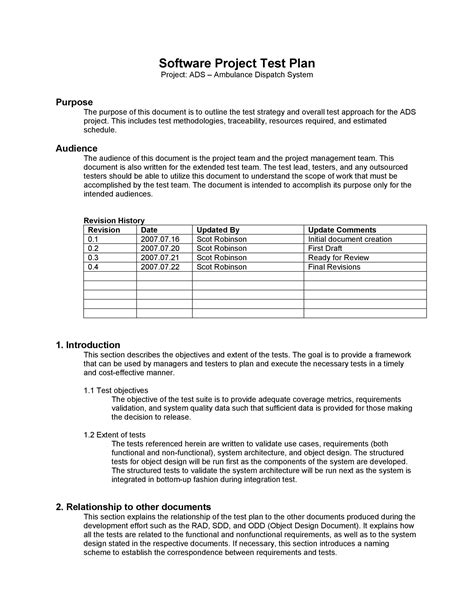 test specification plan format