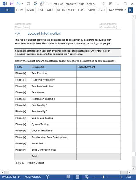 test strategy document template word