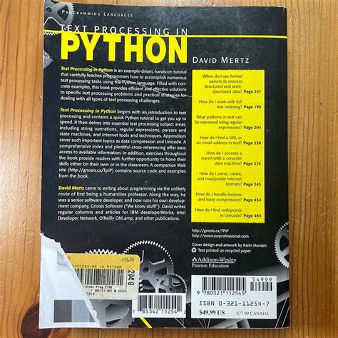 text processing in python david mertz