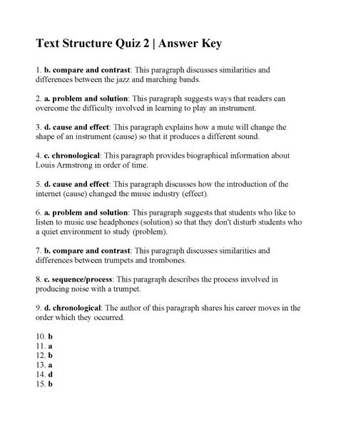 text structure questions and answers