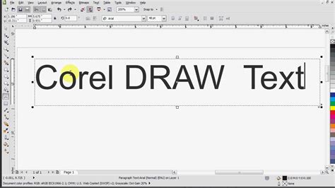 text tool corel draw