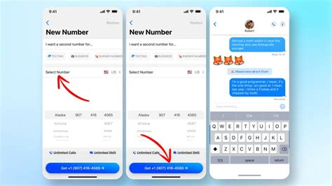 texting app for iphone with different number