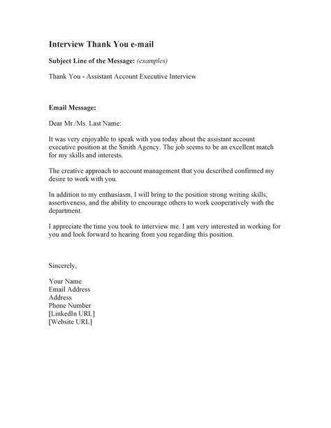 thank you email after interview examples