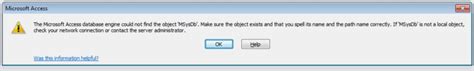 the microsoft access database engine could not find object msysdb