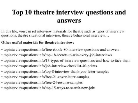 theatre interview questions and answers