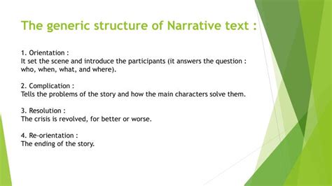 there are 3 generic structure of narrative text explain it