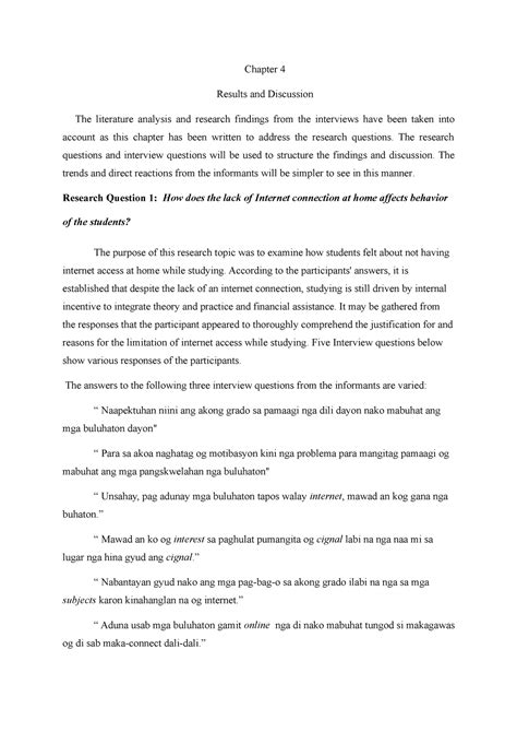 thesis chapter 4 results and discussion example qualitative research