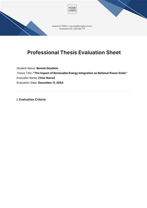 thesis evaluation example