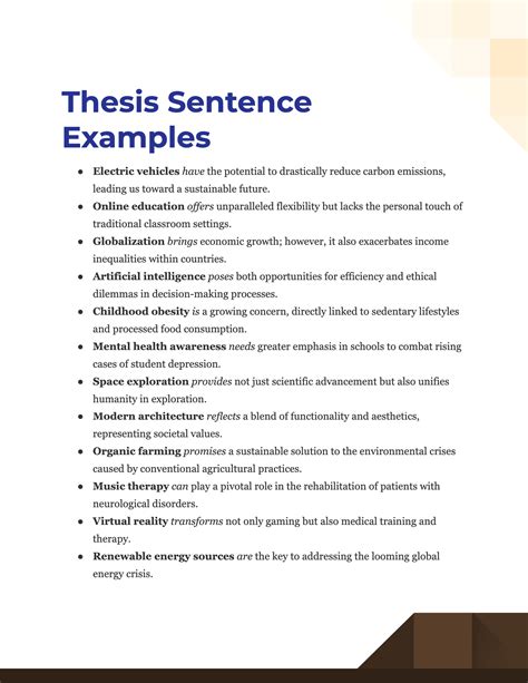 thesis sentence examples