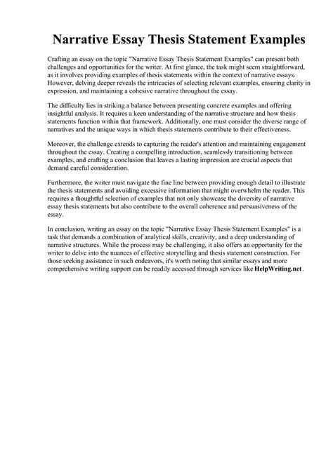 thesis statement example for narrative essay