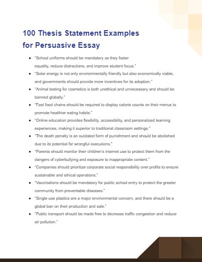 thesis statement example for persuasive essay