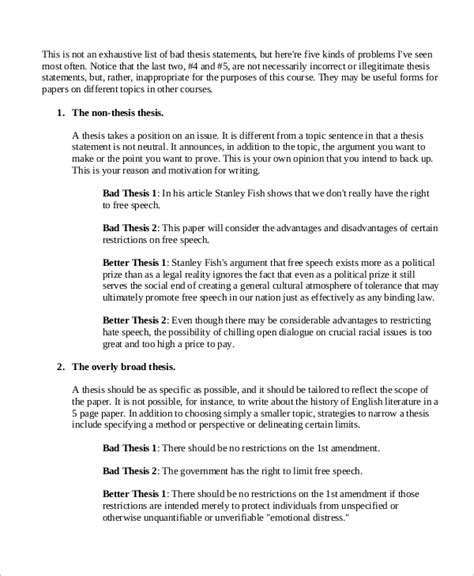 thesis statement example in research paper
