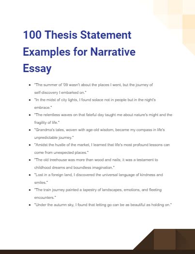 thesis statement example personal narrative