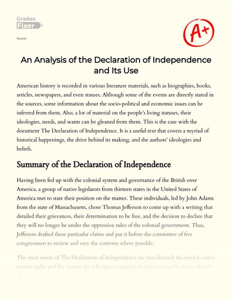 thesis statement examples declaration of independence