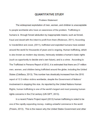 thesis statement of the problem example quantitative research