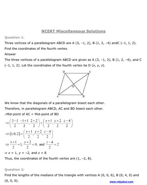 three dimensional geometry class 11 solutions pdf