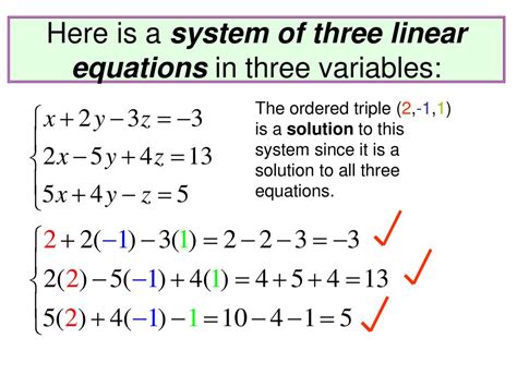 three variable system of equations examples