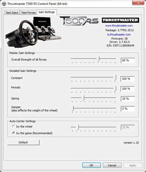 thrustmaster settings