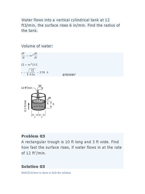 time rates problems with solutions pdf
