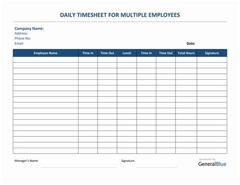 Timesheet For Employees Template
