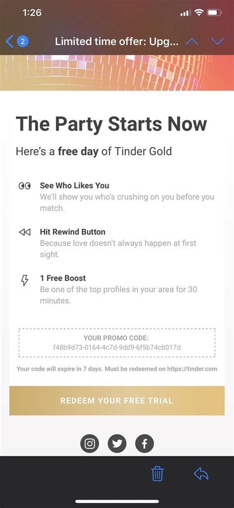 tinder free trial code reddit