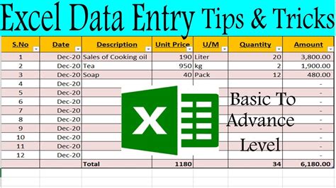 tips for data entry in excel
