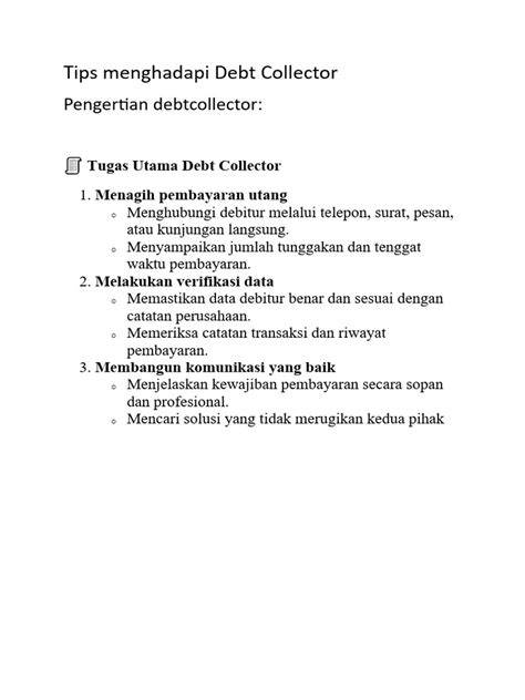 tips menghadapi debt collector
