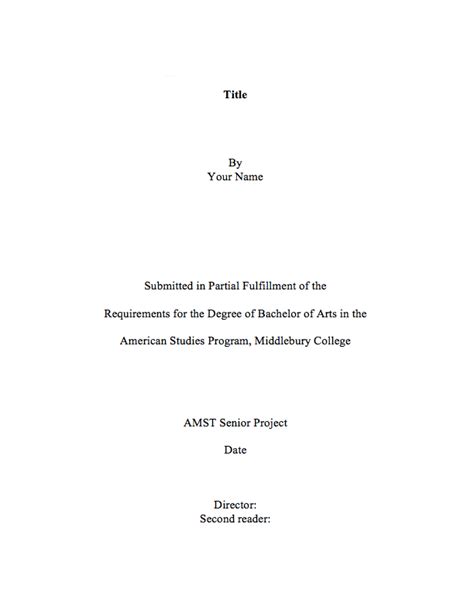 title page of a project sample