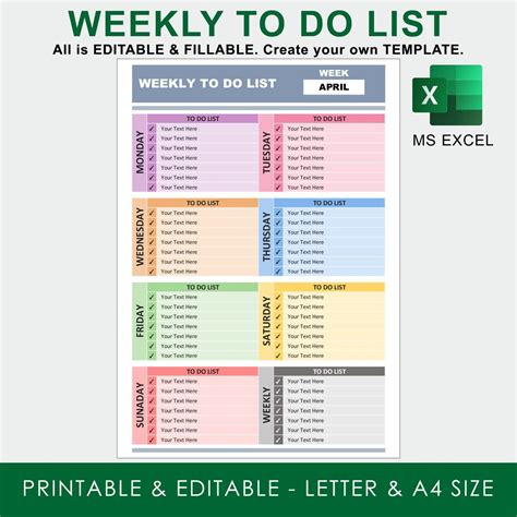 to do list excel sheet