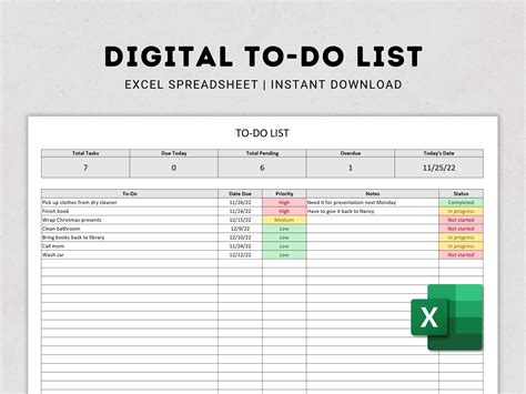 to do list excel spreadsheet
