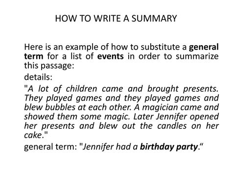 today's summary meaning and examples