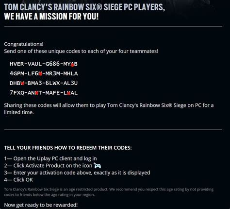 tom clancy's rainbow six siege activation code free