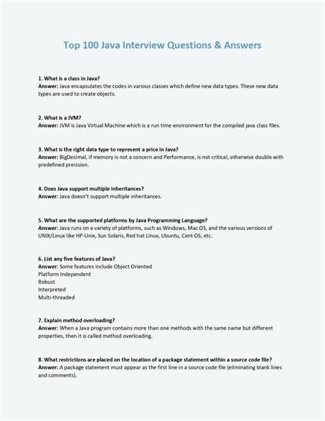 top 100 java interview questions pdf