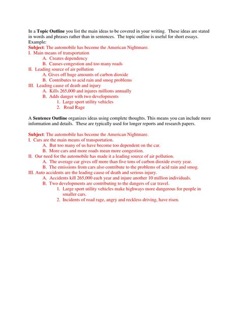 topic outline meaning and examples