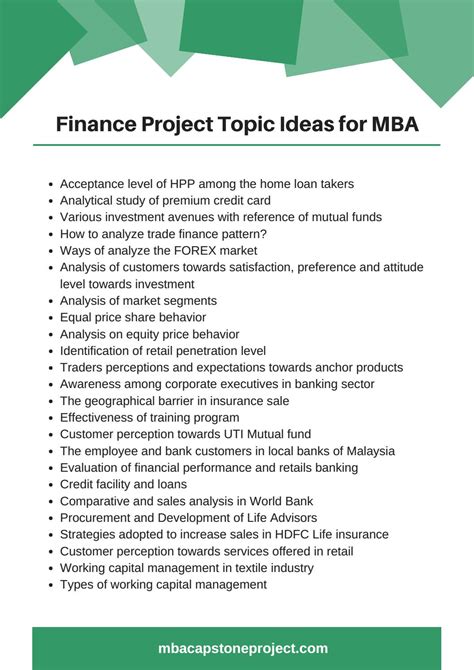 topics for capstone project in finance