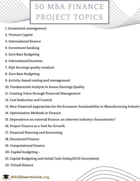 topics for project work in finance