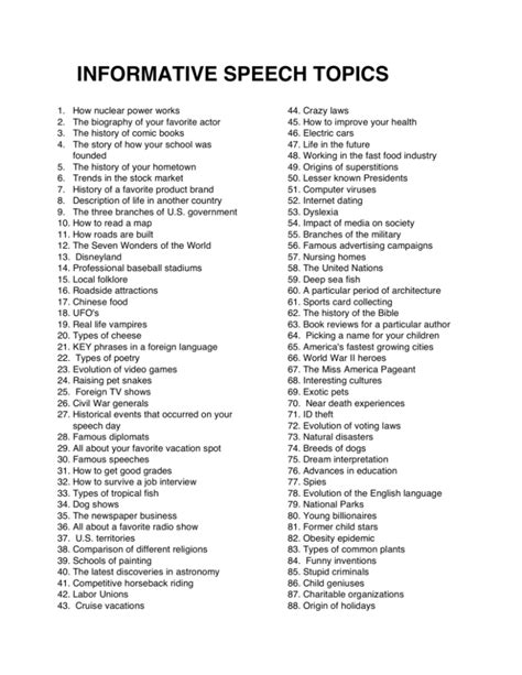 topics for speech in english class 10
