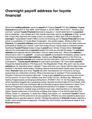 toyota lease payoff address