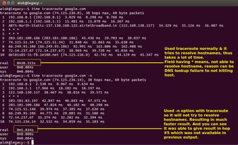 traceroute command in linux redhat