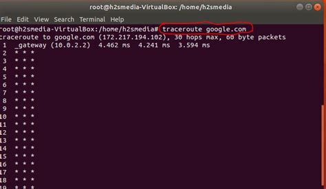 traceroute command in linux ubuntu