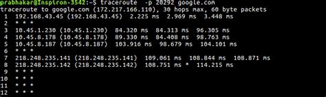traceroute command in linux with port number