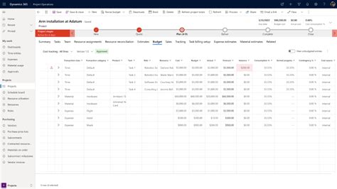 tracking budget in microsoft project