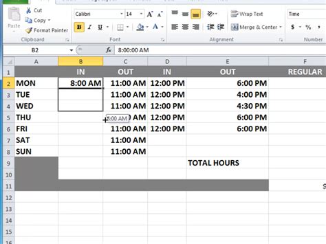 tracking time in excel formulas