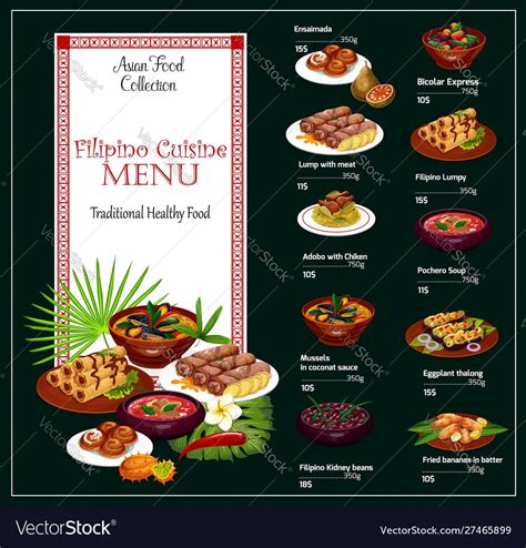 traditional filipino main course menu list