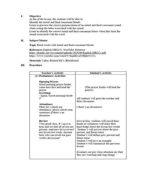 traditional lesson plan sample pdf